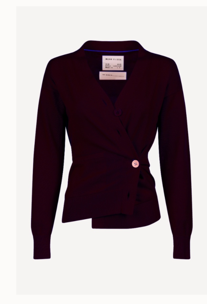 Cissa The WRAP CARDIGAN, Burgundy Cashmere Blend