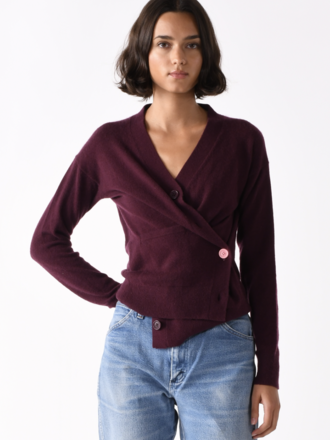 Cissa The Wrap Cardigan, Burgundy Cashmere Blend