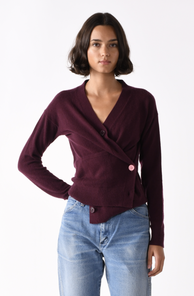 Cissa The WRAP CARDIGAN, Burgundy Cashmere Blend