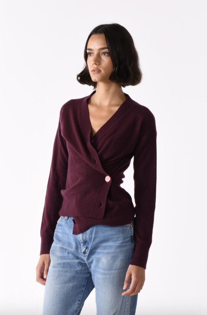 Cissa The WRAP CARDIGAN, Burgundy Cashmere Blend