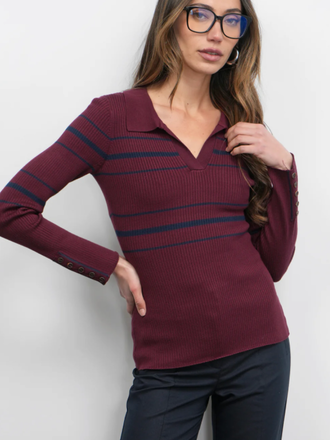Greylin Elena Striped Polo Top