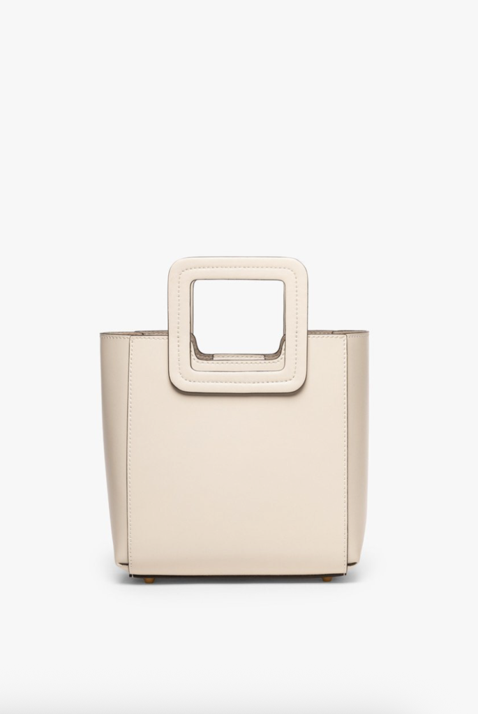 Staud Mini Shirley Leather Bag Cream Contrast