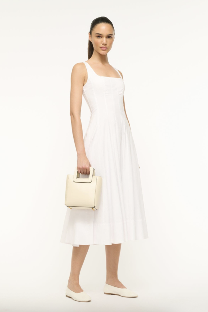 Staud Mini Shirley Leather Bag Cream Contrast