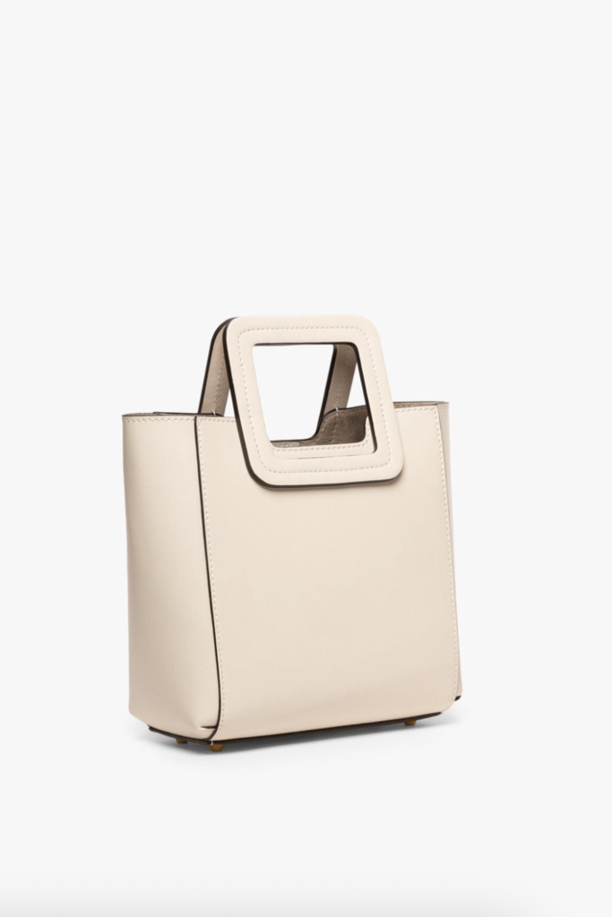 Staud Mini Shirley Leather Bag Cream Contrast