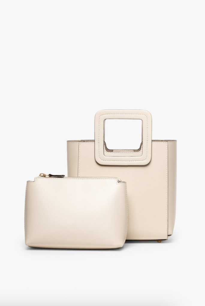 Staud Mini Shirley Leather Bag Cream Contrast