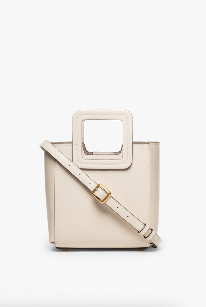 Staud Mini Shirley Leather Bag Cream Contrast