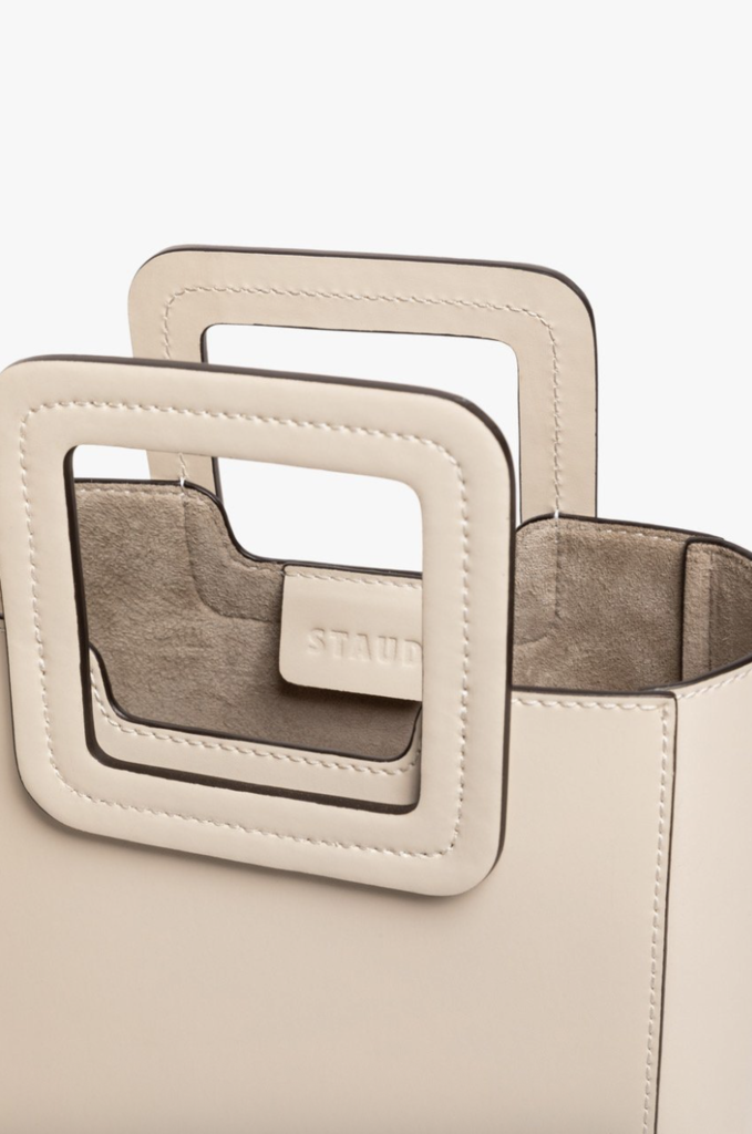 Staud Mini Shirley Leather Bag Cream Contrast