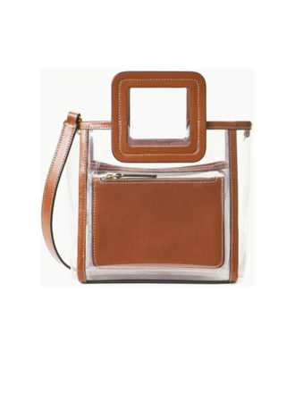 Staud Stadium Mini Shirley Bag Clear/Tan