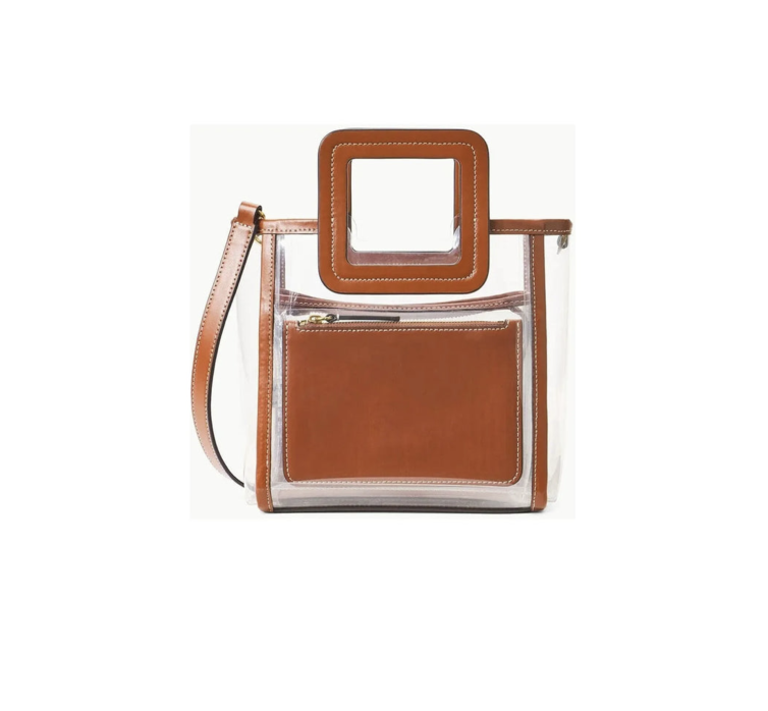 Staud Stadium Mini Shirley Bag Clear/Tan