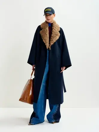 Essentiel Antwerp Irno Faux Fur Collar Coat
