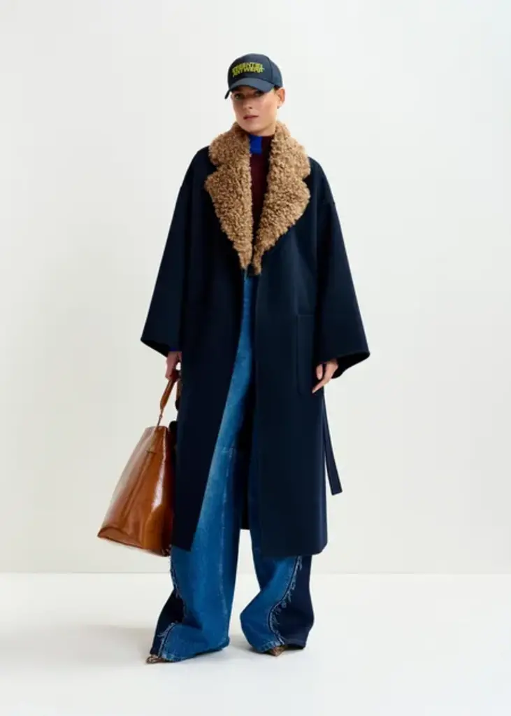 Essentiel Antwerp Irno Faux Fur Collar Coat