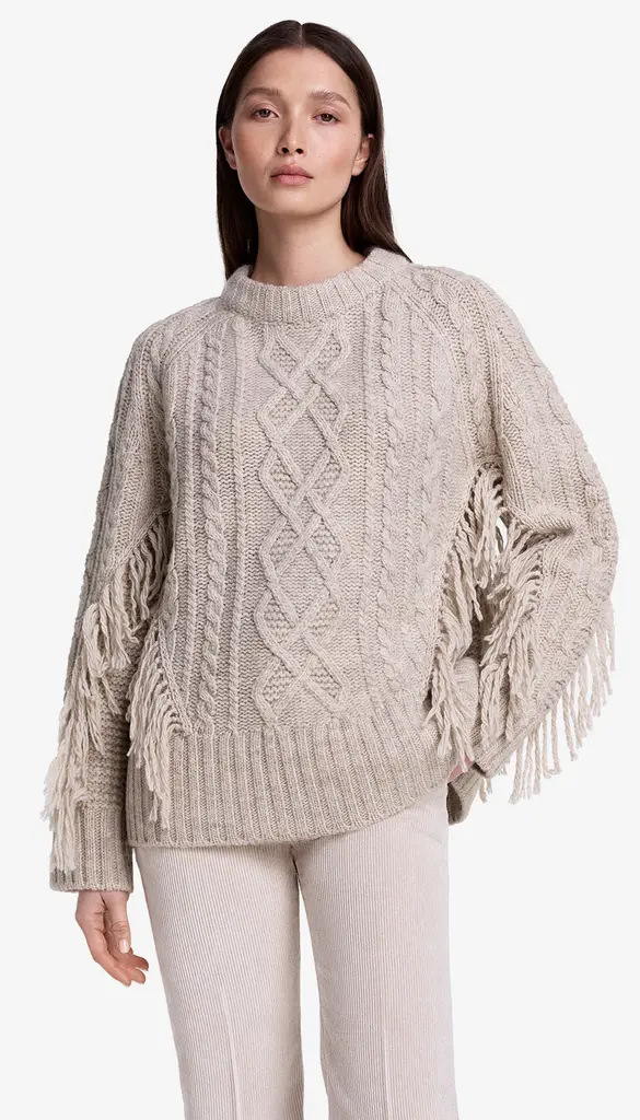Smythe Crewneck Fringe Sweater