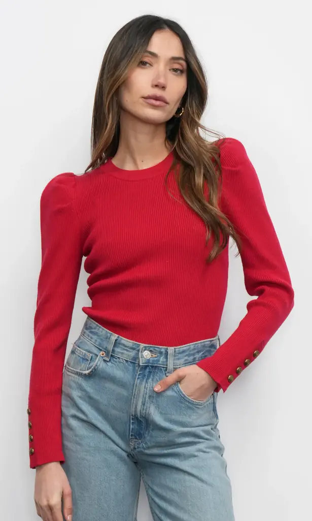 Greylin Dani Puff Sleeve Ribbed Knit Top