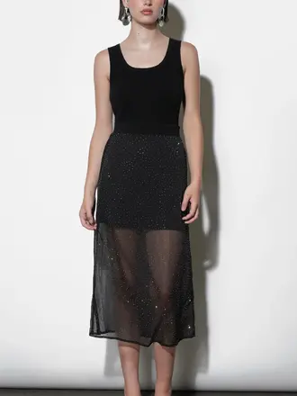 Greylin Virgil Sheer Studded Midi Skirt