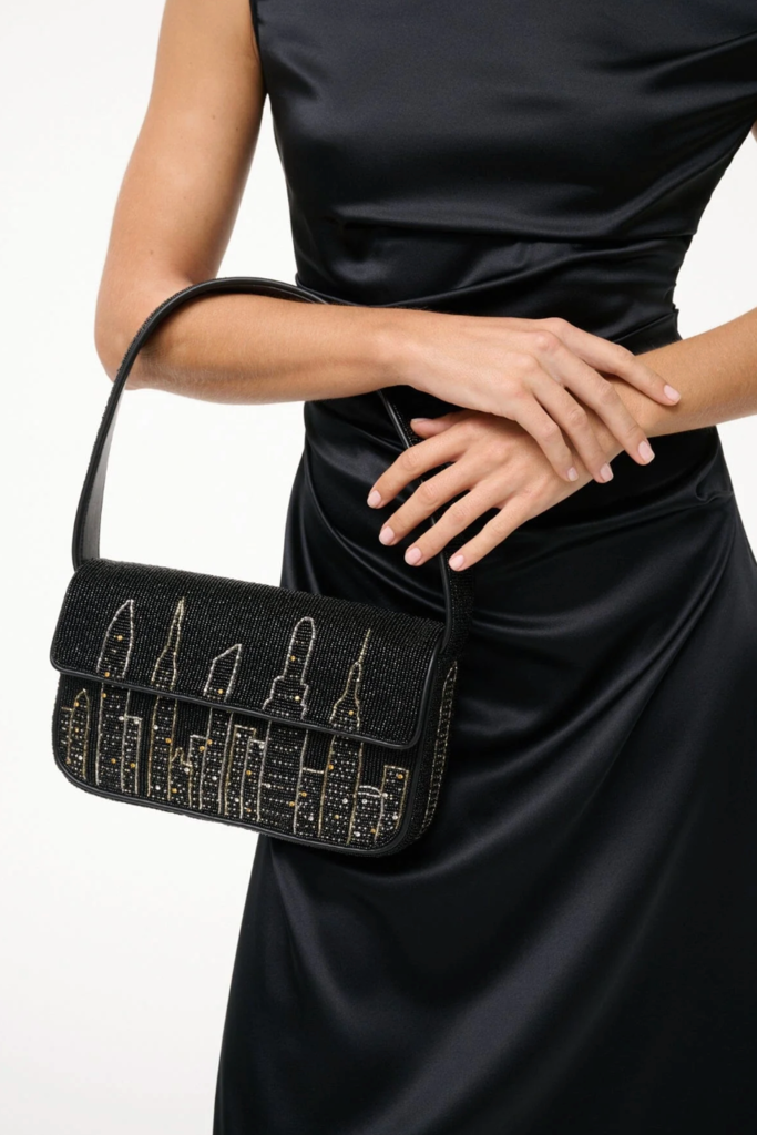 Staud Tommy Beaded Bag NYC Skyline