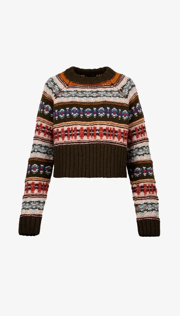 Smythe Handknit Cropped Crewneck Sweater
