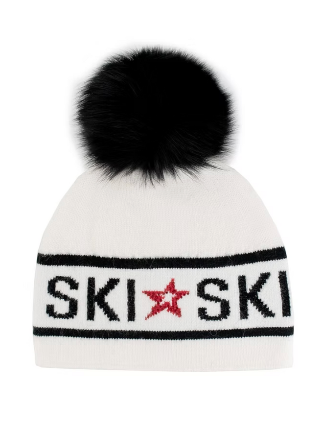 NEW MITCHIE\'S MATCHINGS women\'s crystal stripes and fox hat in black Mitchie main image 4