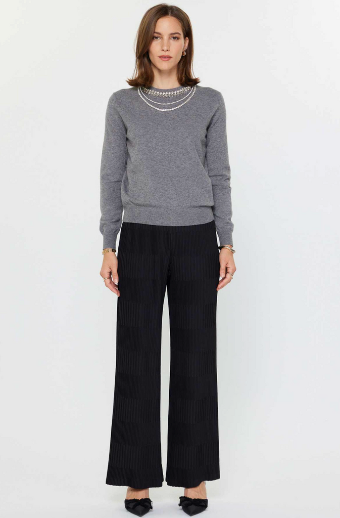 Current Air Rhinestone Necklace Sweater