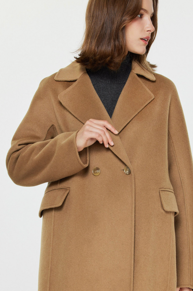 Current Air Relaxed Double Breasted Wool Coat
