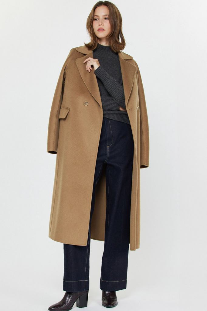 Current Air Relaxed Double Breasted Wool Coat