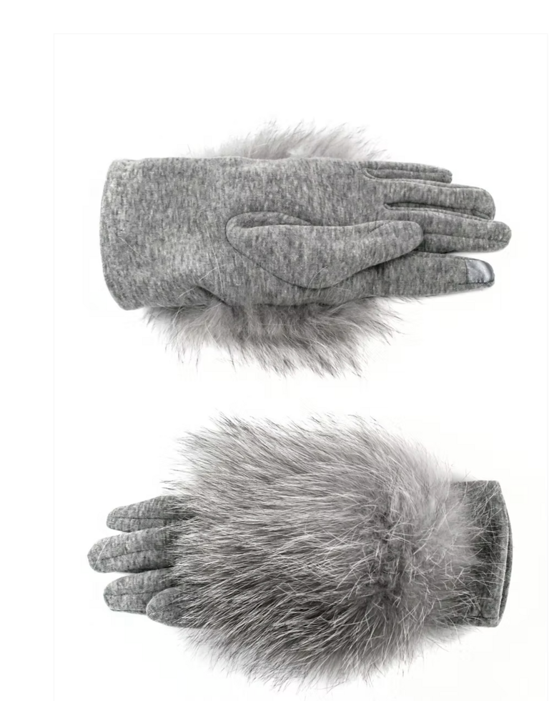 Mitchie's Matchings Knit Gloves with Fox Trim GLMK61