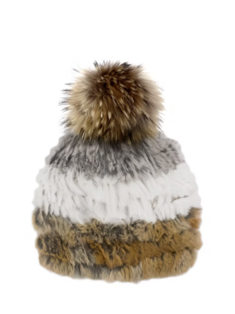 Mitchie's Matchings Knit Rabbit 3 Tone Pom Beanie