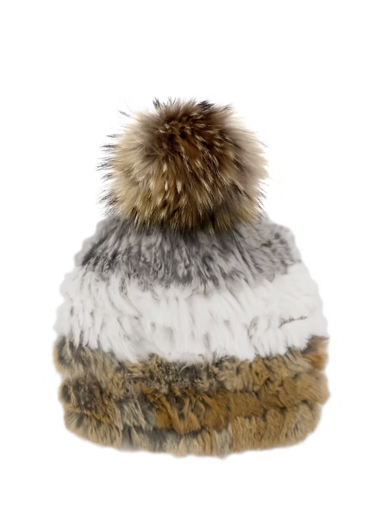 Mitchie's Matchings Knit Rabbit 3 Tone Pom Beanie