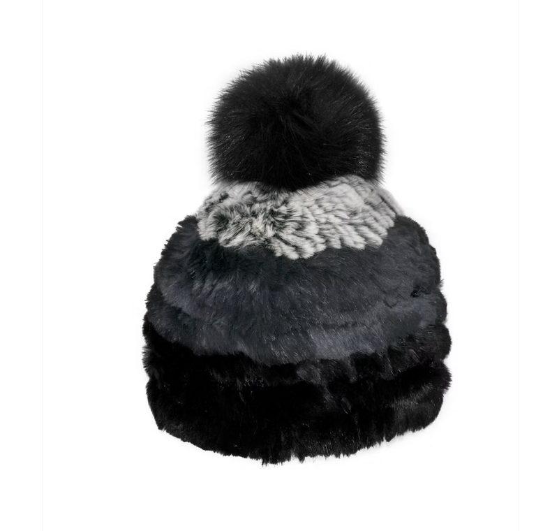 Mitchie's Matchings Knit Rabbit 3 Tone Pom Beanie