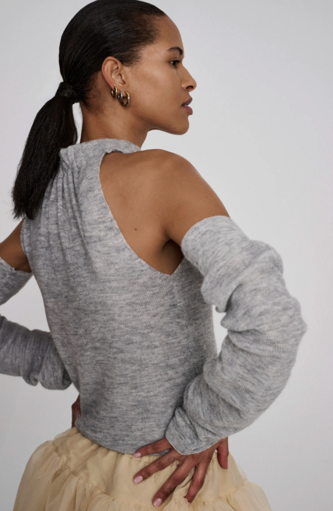 Rabens Saloner Celina Waffled Knit One Shoulder Top