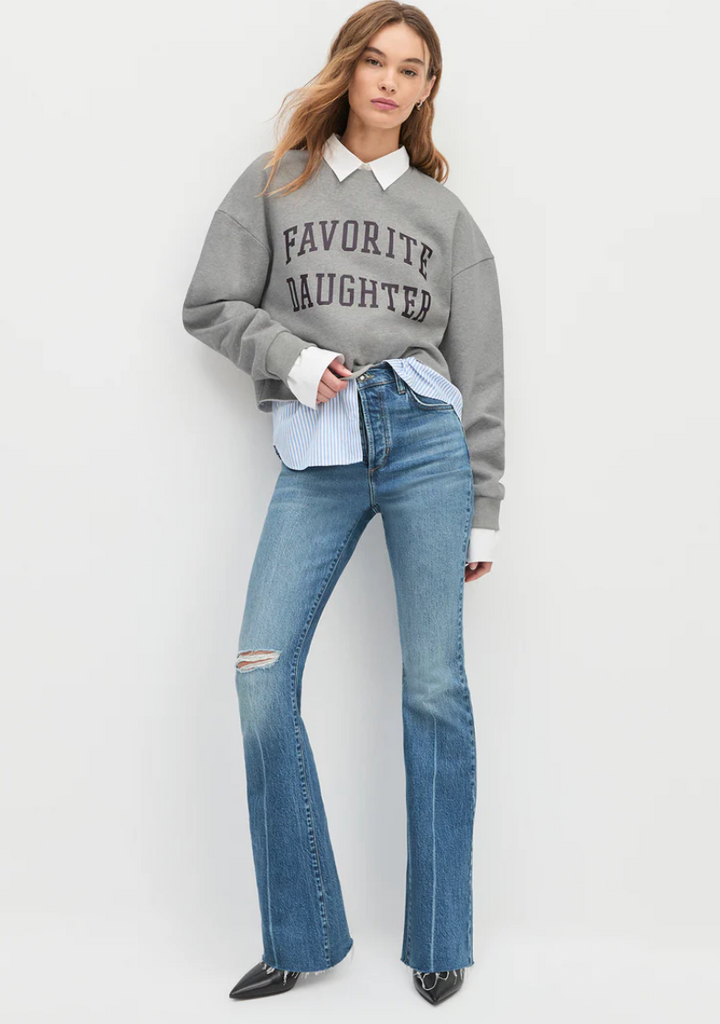Favorite Daughter Cropped Collegiate Sweatshirt / H. Grey