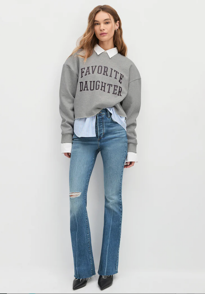 Favorite Daughter Cropped Collegiate Sweatshirt / H. Grey