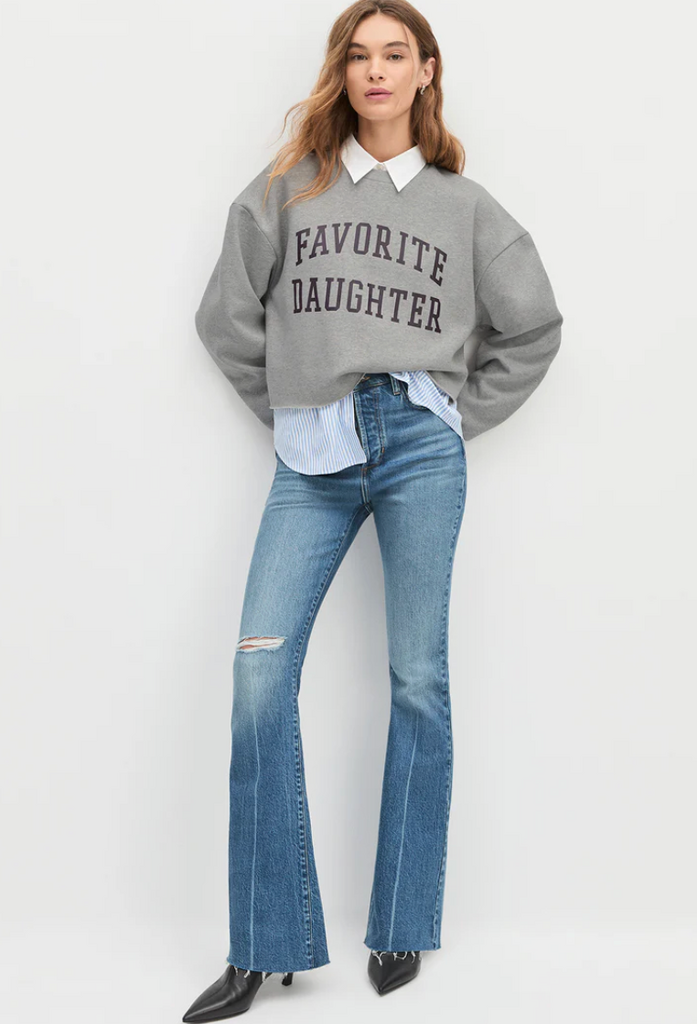 Favorite Daughter Cropped Collegiate Sweatshirt / H. Grey