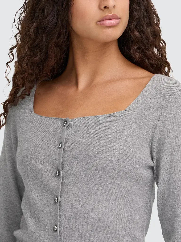 Ichi Clarisa Grey Cardigan Top