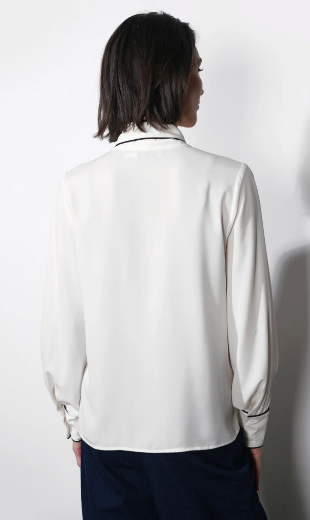 Greylin Shai Tie Neck Blouse W/Piping