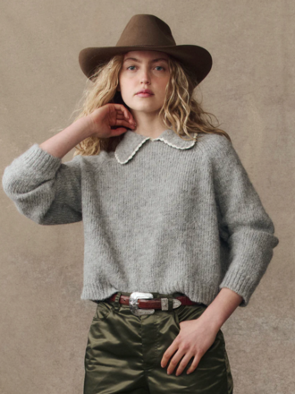 The Great Crochet Collar Pullover / H. Grey