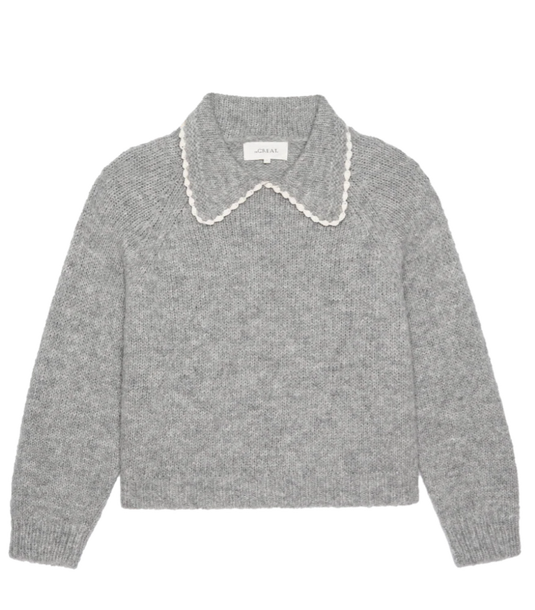 The Great Crochet Collar Pullover / H. Grey