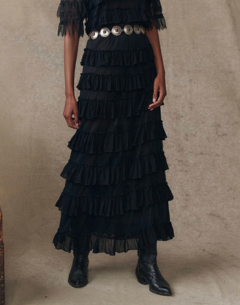 The Great The Winter Mesh Flounce Skirt