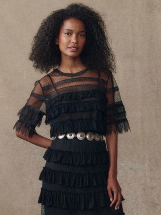 The Great The Winter Mesh Flounce Top The Great The Winter Mesh Flounce Top
