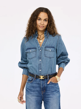 Kerri Rosenthal Puff sleeve denim shirt