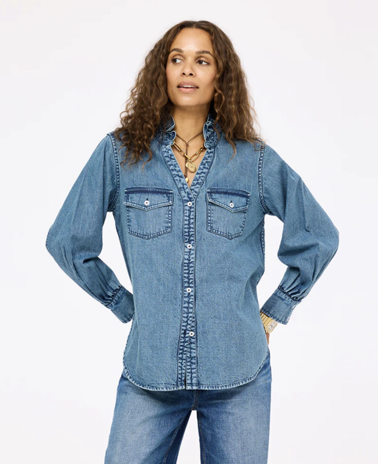 Kerri Rosenthal Puff sleeve denim shirt