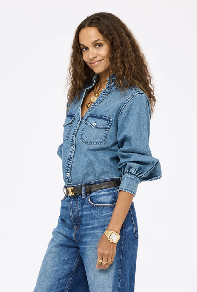 Kerri Rosenthal Puff sleeve denim shirt