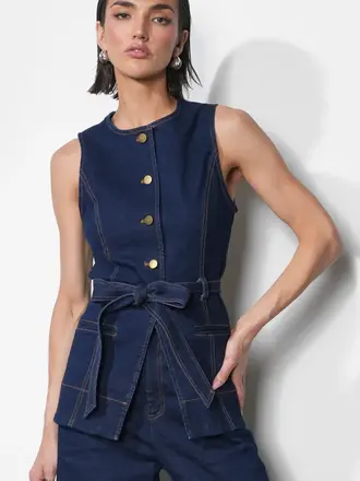 Greylin Clarence Button Up Denim Vest