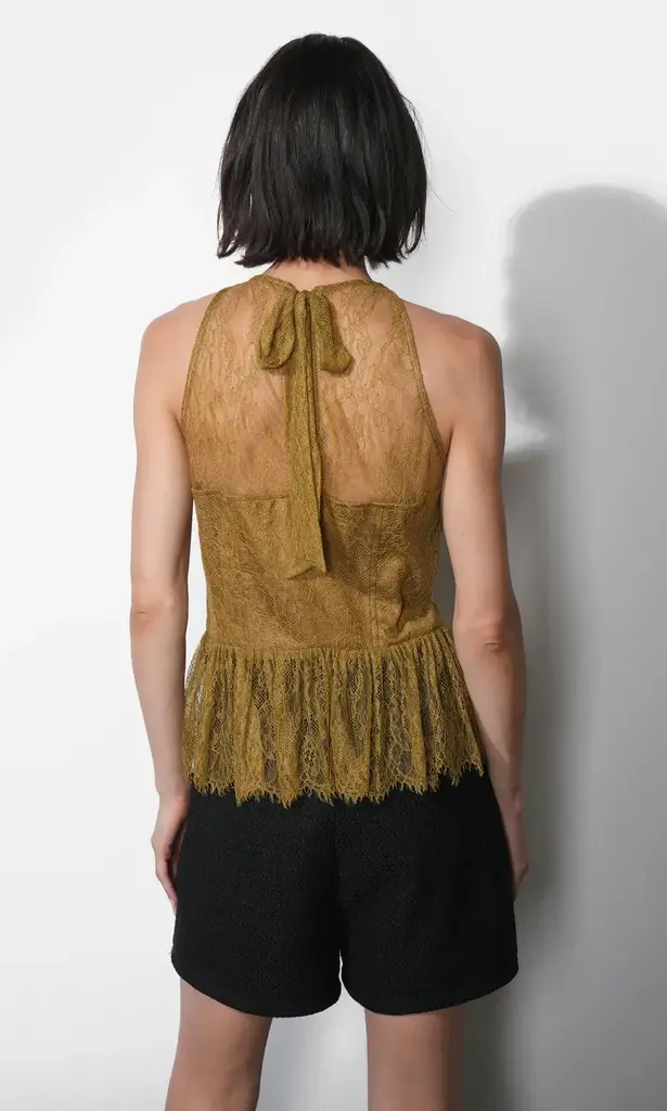 Greylin Flora Sheer Lace Overlay Halter Top