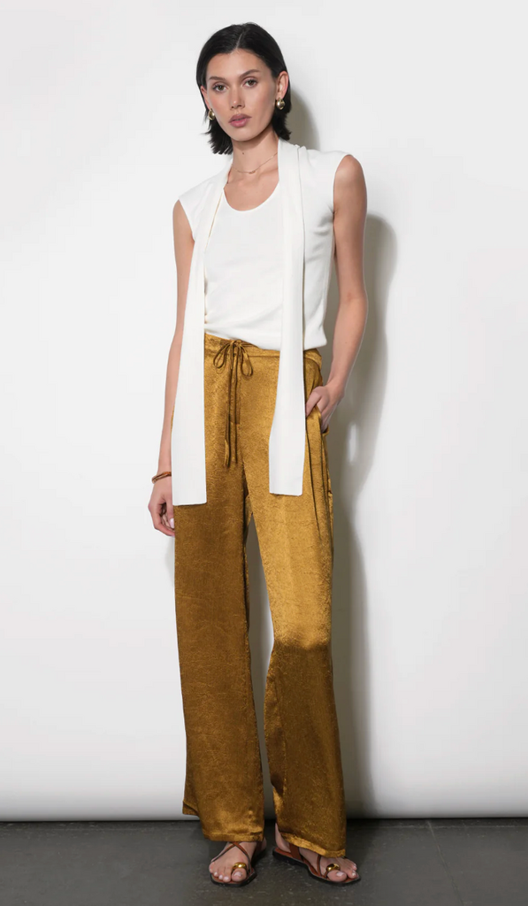 Greylin Nova Satin Drawstring Wideleg Pant