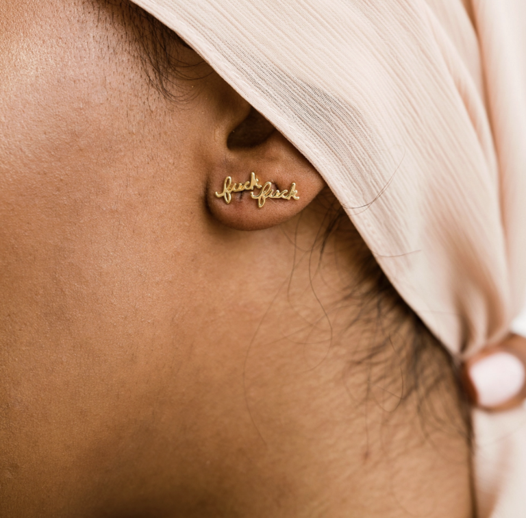 Fuck Script Stud Earring