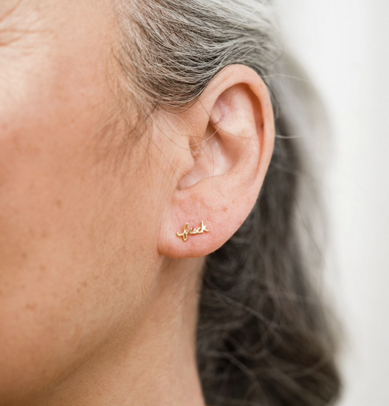 Fuck Script Stud Earring