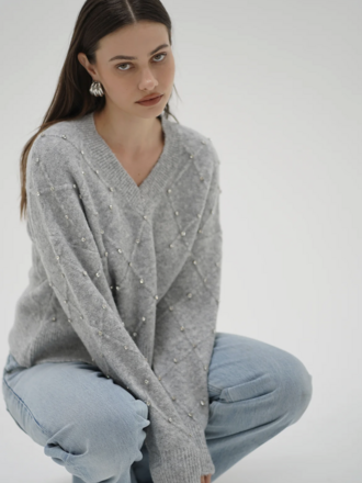 LNA Noma Rhinestone Sweater