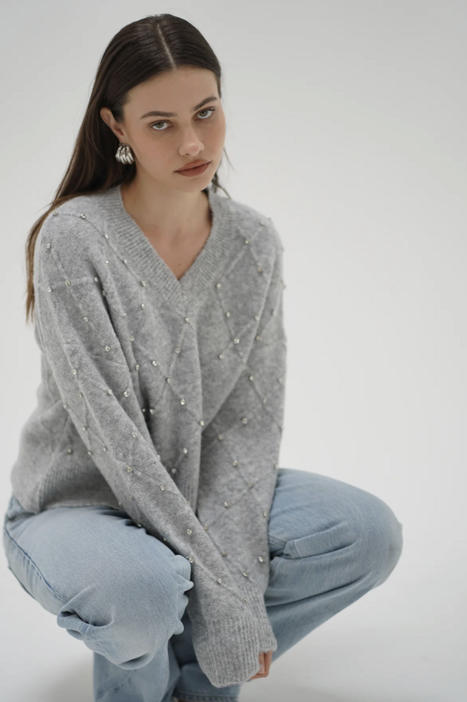 LNA Noma Rhinestone Sweater