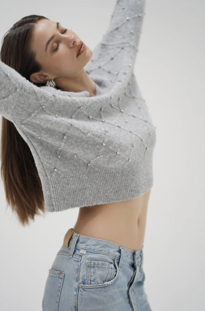 LNA Noma Rhinestone Sweater