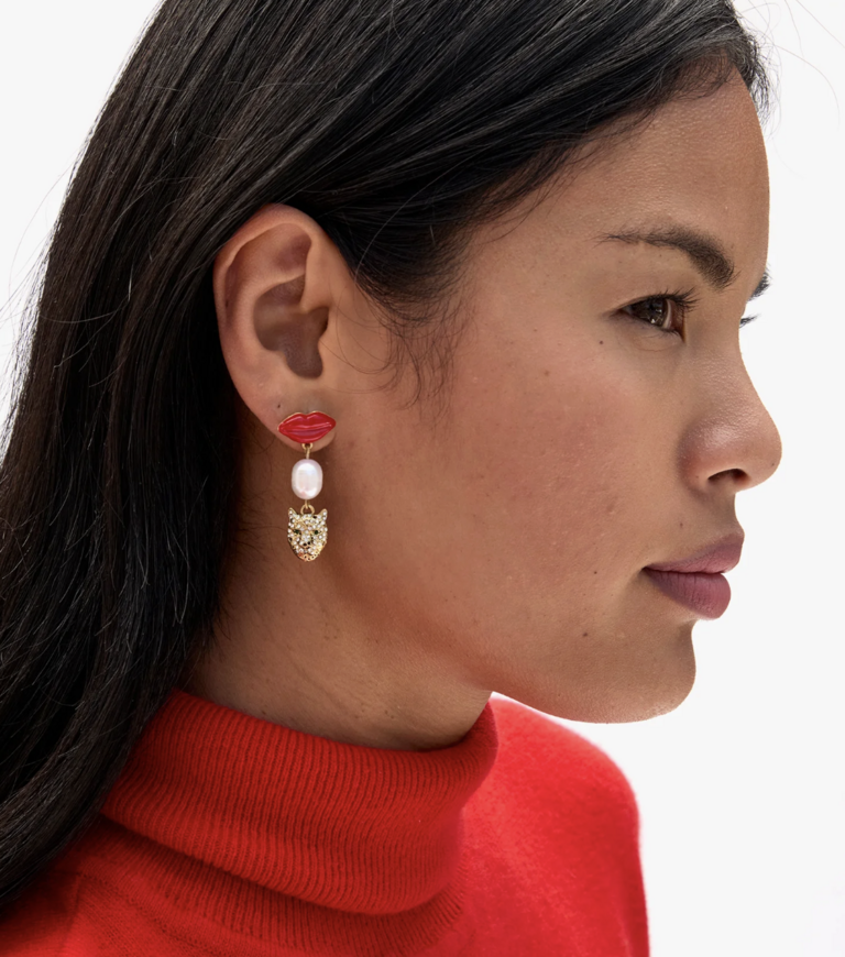 Clare V. Le Lips Charm Earrings